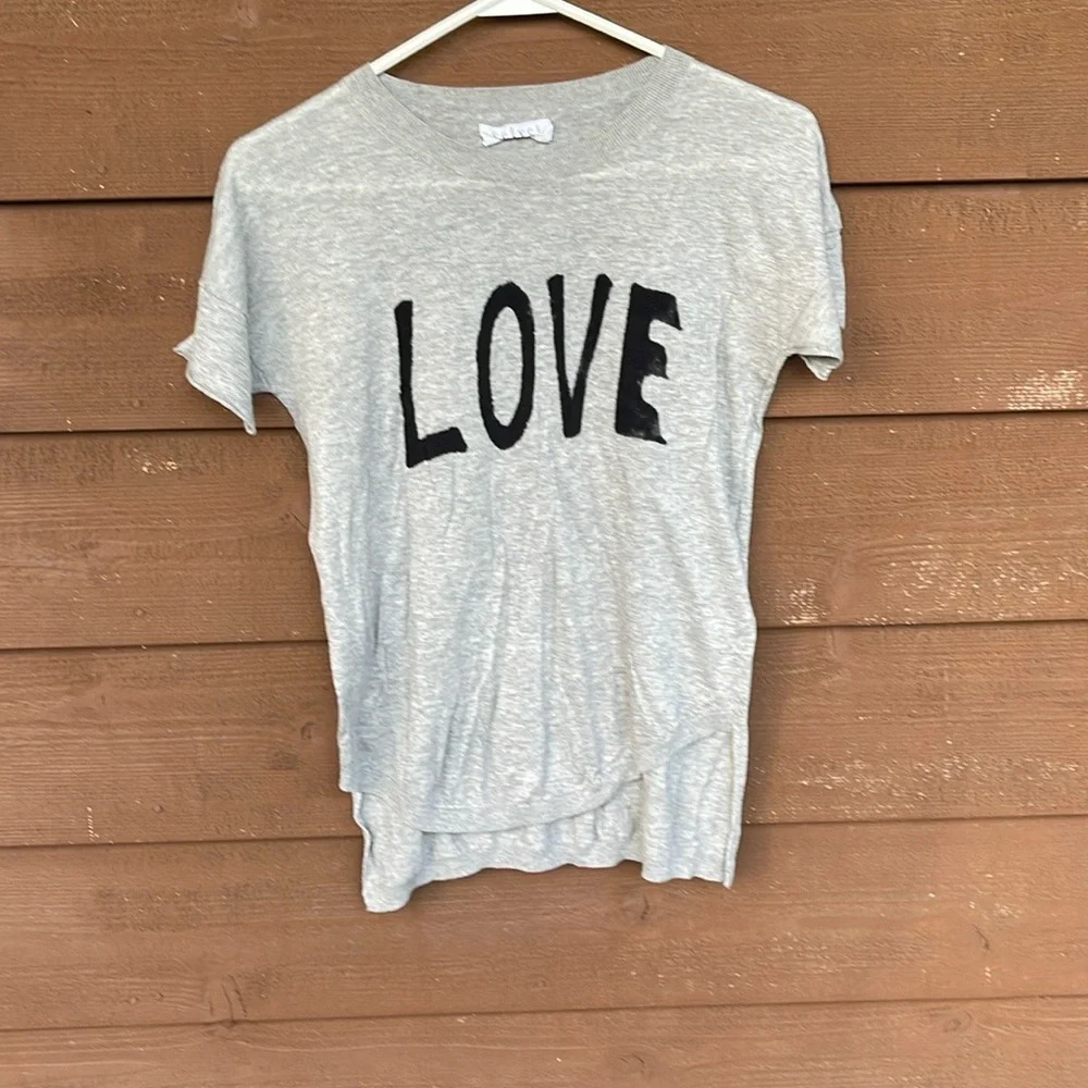 Velvet gray light cotton knit “Love” shirt size XS